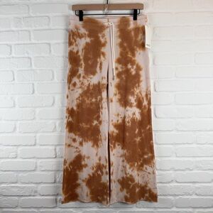 Mate the Label Brown Ginger tie dye Organic Cotton Thermal Wide Leg Pant Small